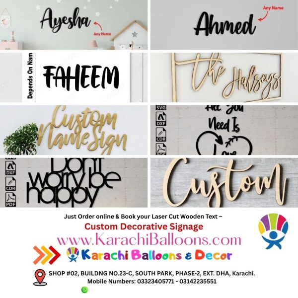 Laser Cut Wooden Text – Custom Decorative Signage